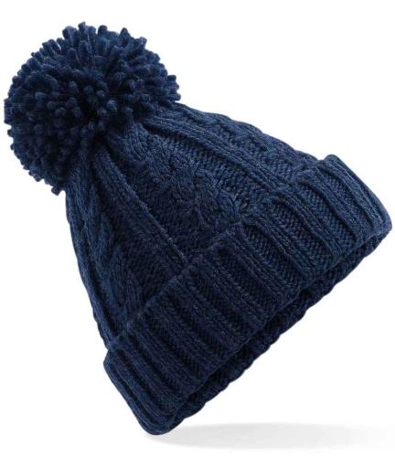 Beechfield Cable Knit Melange Beanie - NAV - ONE